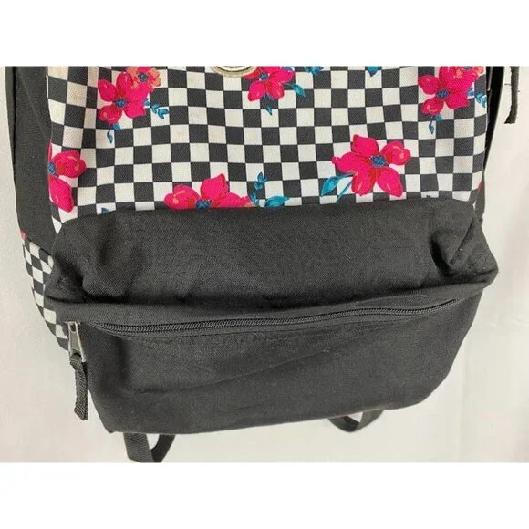 Vans Off the‎ wall Black White Checkered Hibiscus flower Print BackPack. - Picture 3 of 11